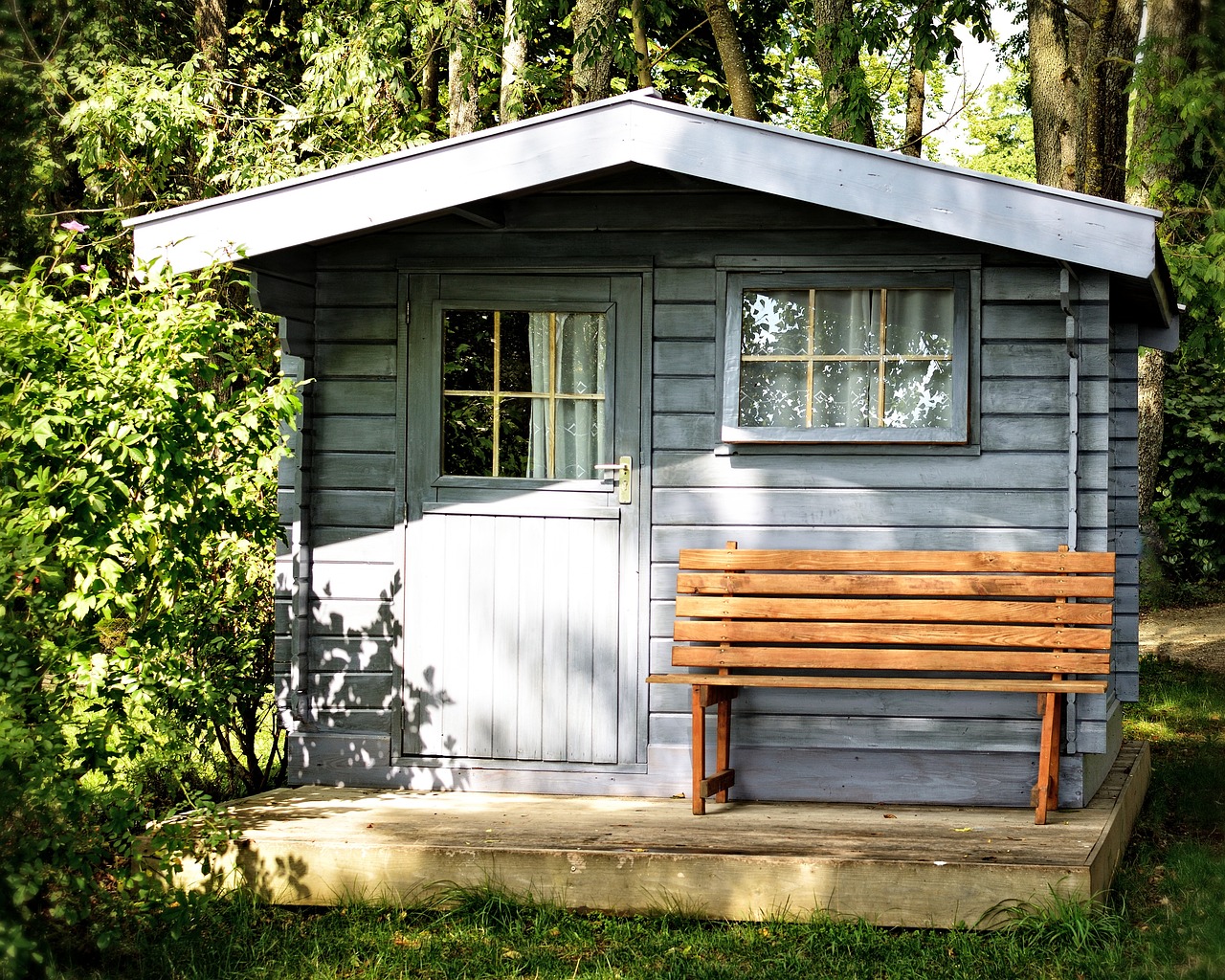 garden shed, wooden hut, garden